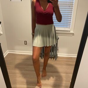 TNA Mint Green Pleated Mini Skirt